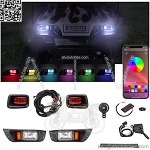 Golf Cart LED Headlight Kits for 1996-2013 EZGO TXT Carts (12V-48V), with Tail Lights, Turn Signals Kits, Brake Lights and Safe Daytime Running Lights