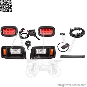 Golf Cart LED Headlight and Tail Light Kits for Club Car DS Carts (12V-48V), Super Bright With Turn Signals Kits, Brake Lights, Hazard Light Switch, Horn, Safe Daytime Running Lights