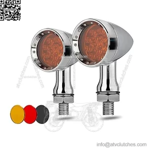 Motorcycle Turn Signals LED Bullet Front Rear Indicator Lights Universal Compatible for Harley Davidson Cruiser Iron Softail Street Bike Honda Shadow Yamaha Chopper Bobber Cafe Racer(Chrome/Amber-B)