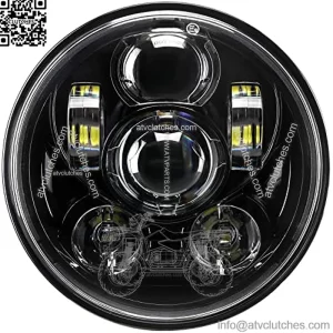 5-3/4 5.75 inch LED Headlight Compatible with Harley Davidson Dyna Sportster Iron 883 1200 Low Rider XLH883 Super Glide Softail Custom XLH1200 Forty-Eight SuperLow Street 500 750(Black)