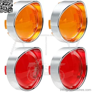 Turn Signal Lens Cover with Chrome Visor Compatible with Harley Dyna Fatboy Softail Road Glide