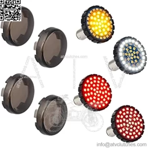 1157 LED Front Rear Turn Signals Brake Light with Smoked Lens Cover, 2 Inch Bullet Turn Signal Lights Kit Compatible with Harley Sportster Dyna Softail Road Glide Street Glide