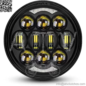 New Brightest DOT Approved 80W 5-3/4" 5.75" Round LED Projection Headlight Compatible with Dyna Street Bob Super Wide Glide Low Rider Night Rod Train Softail Deuce Custom Sportster Iron 883,Black