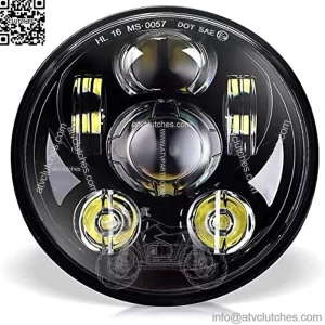 5-3/4 5.75 inch LED Headlight - Compatible with Harley Davidson Dyna Street Bob Super Wide Glide Low Rider Night Rod Train Softail Deuce Custom Sportster Iron 883-Black