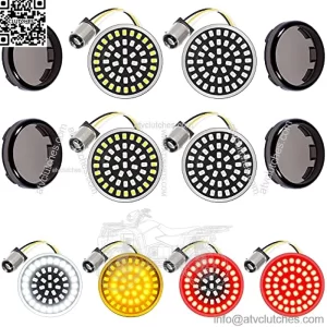 1157 Front Rear Turn Signal Light Kit LED SMD Bulb 2 Inches Bullet Smoke Lens Cover Compatible for Harley Dyna Softail Touring Street Glide Road King 1986-2023