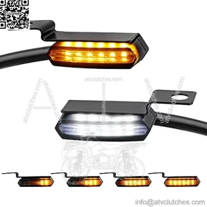Sequential Handlebar Front Turn Signals Flowing LED Motorcycle Blinkers Mini Running Light Compatible with Harley Dyna Sportster 883 Road King Softail