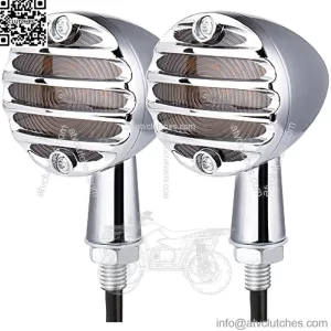 SMD LED Bullet Turn Signals Motorcycle Amber Front Rear Blinker Grill Indicator Universal Compatible for Honda Yamaha Suzuki Kawasaki Harley Chopper Bobber Dyna(Chrome-Amber)