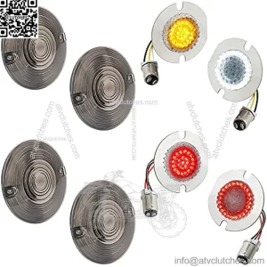 1157 Front Rear LED Turn Signals 3 1/4 inch Flat Smoked Lens Covers Brake Running Light Compatible with Harley Road King Electra Glide Touring
