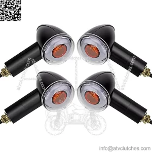 Motorcycle LED Turn Signals Lights Front Rear 4PCS Bullet Indicators 4 Wire Universal Compatible with Honda Shadow Spirit Aero BigRuckus VTX Rebel Sabre Kawasaki Vulcan Harley Sportster(Style-A)