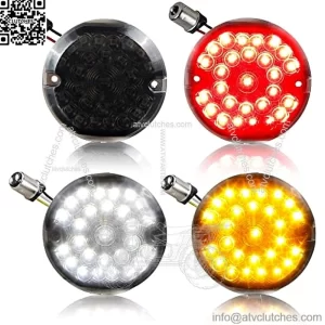 3 1/4 Inch Flat LED Turn Signals, 1157 Front + 1156 Rear Tail Running Light Smoked Lens Compatible with Harley Electra Glide Ultra Classic Ultra Limited Heritage Softail Road King Tour Glide