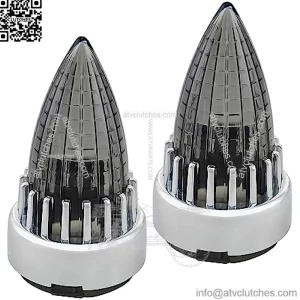 2X Bullet Turn Signal Light Supersonic Replacement Smoke Lens Cover for Softail Street Road Glide Fatboy Sportster Dyna Deluxe Bikes Snap On repl. OEM# 68973-00 Chrome Bezel