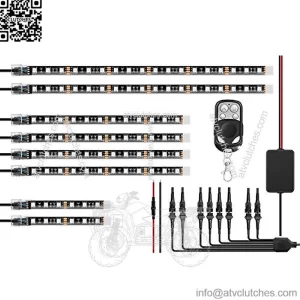 8PCS Motorcycle RGB Led Light Kit Waterproof Multi-Color Atmosphere Lights Lamp with 4Key RF Wireless Remote for Harley Davidson Honda Kawasaki Suzuki, 2 Years Warranty (TL-42)