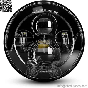 Dot Approved 7Inch Black LED Headlight Compatible with Motorcycle Tour,FLD,Softail Heritage,Street Glide,Road King,Electra Glide,Yamaha V-Star Road Star Wrangler