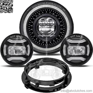2023 New 1000% Bright Anti-glare 7 inch LED Headlight Motorcycle Kit Compatible with Harley Davidson Touring Ultra Classic Fat Boy etc DOT W/Start-up Gradient Starry Atmosphere Welcome DRL