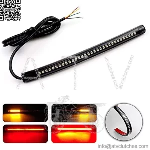 Universal 8" Flexible LED Light Strip with Tail Brake Stop Turn Signal Lights All-in-one for Motorcycle Scooter Quad Cruiser Off Road, Red/Amber