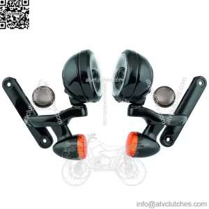 Letric Lighting Co. 4.5" LED Fog/Passing Lights With Turn Signals And Bracket For Harley