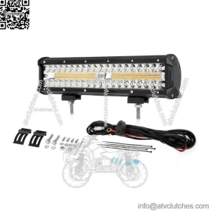 12" LED Work Light Bar Spot Beam Amber+White Strobe Lamp ATV UTV Offroad (For: More than one vehicle)
