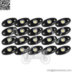 20X White LED Rock Lights Underbody Trail Rig Glow Lamp for Can-am Polaris ATV (For: More than one vehicle)