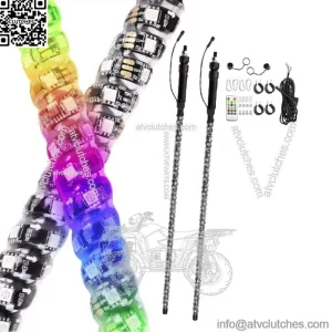 For KAWASAKI Teryx 4 800 UTV ATV 2X 3FT RGB Dancing LED Whip Lights w/Flag+Rmote (For: More than one vehicle)