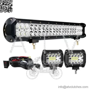 20" LED Work Light Bar 4in Pods For Kawasaki Teryx Teryx4 Mule 610 4010+Wiring