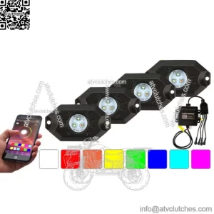 4 Pod LED Underglow Light RGB Neon Kit Underbody Rock For Can-am Polaris (For: More than one vehicle)