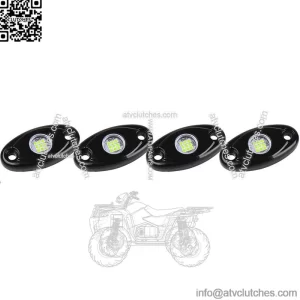 For Polaris UTV ATV 4Pcs Green LED Rock Lights Pods Underbody Fender Flare Glow (For: More than one vehicle)