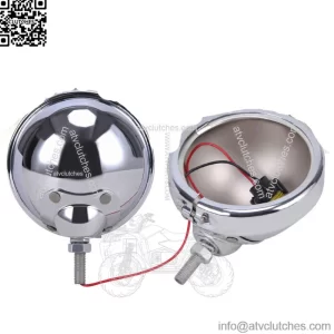 Pair 4-1/2 Inch 4.5" Chrome Fog Lights Housing Passing Lamp Bracket Bulb Bucket
