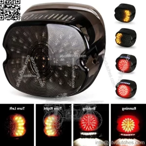 Tail Light Brake LED Smoke Rear for Harley Dyna Sportster Softail Custom Ultra