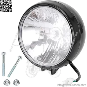 Motocycle 12V 35W Headlight with Mounting Bolts for 196cc 200cc Baja Warrior Massimo Trailmaster MB200 MB165 Hensim Motorsports Mini Bike Head Light Assembly Parts Black