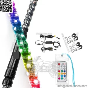 366 modes 2PC 3FT Whip Lights LED Spiral Lighted w/Flags Remote ATV UTV