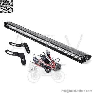 Roof Mount 30-Inch LED Light Bar Kit Compatible with 2011-18 Polaris RZR XP 800 900 1000, Include 150W Single-Row LED Lightbar, Front Rollbar Fit Bracket Mounts & On/Off Switch Wiring Kit