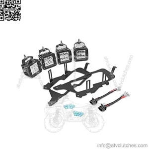 RZR Headlight Kit, 4PCS 24 LED Work Light Pod with Plug Wiring Kit & Front Hidden Headlight Mounting Bracket Kit Fit 2015-2022 Polaris RZR 900/800/XP 1000