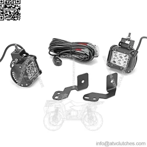 2X 18W High Power LED Work Light Pod w/Left & Right Side Pillar Mounting Bracket & Rocker Switch Wiring Kit Compatible with 2014-2021 Polaris RZR XP 1000 & 2015-2021 RZR 900