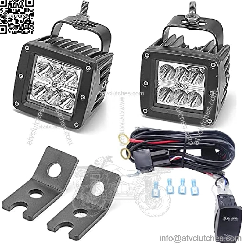 Backup Rear Pillar 2x 18W Cube Lights Mount Brackets ?? Wiring Kit Compatible with Polaris RZR XP 1000/Turbo 900 2015-2022