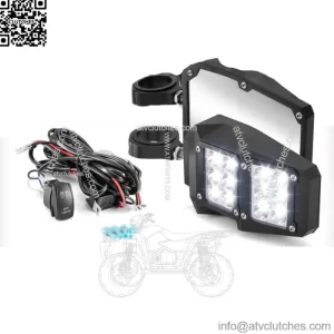 For Can-Am Maverick X3 Commander 1000 Rear View Side Mirrors + LED Light Switch