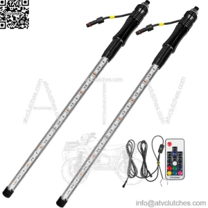 2PCS 3FT LED Whip Lights Antenna Flag Pole Quick Release Base for ATV UTV RGB