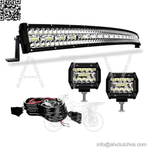 Roof 50" Curved LED Light Bar Combo +4'' Pods Wire fit Can-am Maverick X3 max