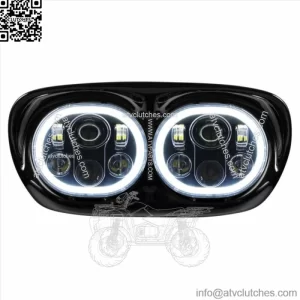 White LED Black Dual Visionz Halomaker Headlight Lamp Harley FLTR 98-13 (For: Harley-Davidson)