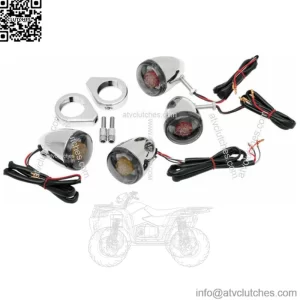 Chrome Deuce Style Front Rear Turn Signal Set Harley Softail Dyna Sportster FXR (For: Harley-Davidson)