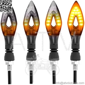 4PCS Motorcycle Indicators Flowing Turn Signal Lights, 12V LED Bulbs Motorbike Turning Lamp, Universal for Scooter Quad Cruiser Yamaha Off Road (Black1)