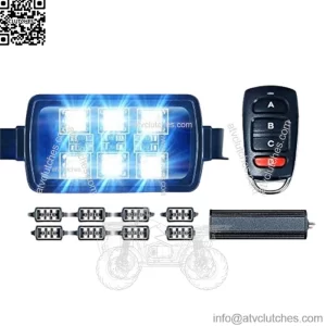 8PCS Motorcycle RGB LED Strip Lights, Multi-Color Neon Atmosphere Lights Waterproof W/Wireless Smart Remote Controllers for Carts Trikes Cruiser Scooter ATV UTV - Pack of 8