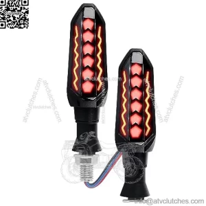 2PCS Motorcycle Turn Signals LED,Cool Flowing Motorcycle Blinkers Indicators,Universal 12V Motorcycle Lights Sequential Turn Signal for Motorcycle Scooter (Red-Amber)