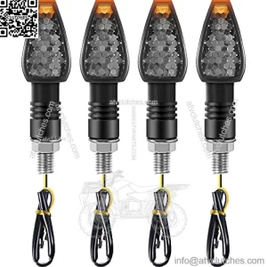 4 Pieces Motorcycle Turn Signal Lights Indicators Flowing 14 LED 12V Motorbike LED Blinker Amber Lamp Mini Stalk Front Rear Lights