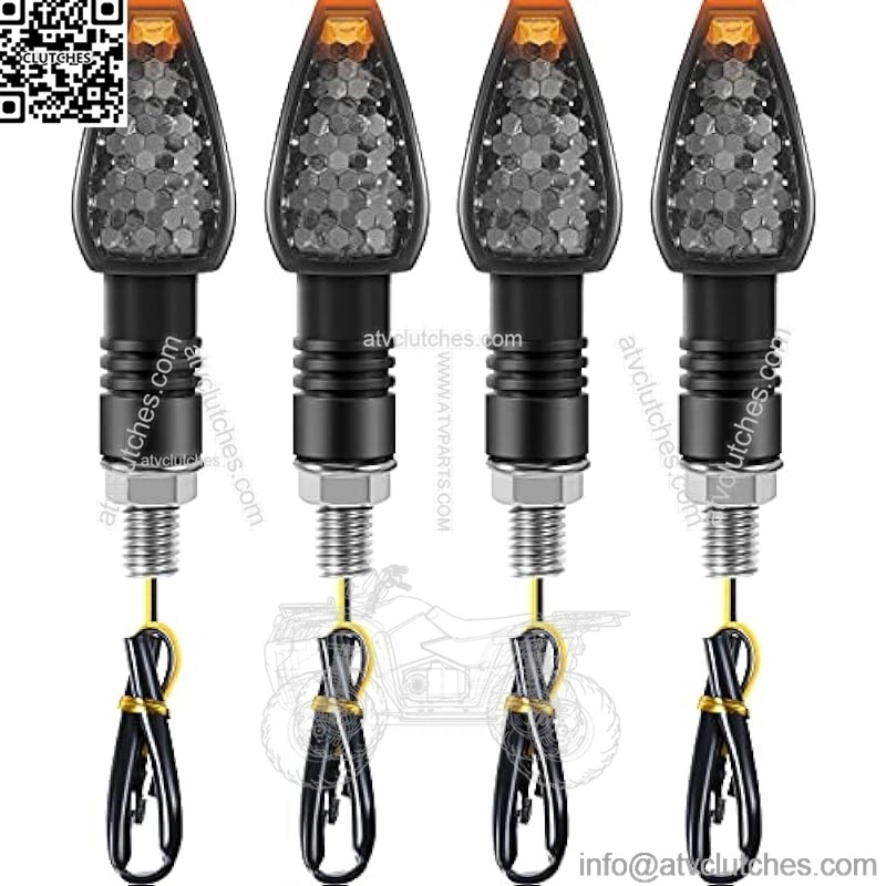 4 Pieces Motorcycle Turn Signal Lights Indicators Flowing 14 LED 12V Motorbike LED Blinker Amber Lamp Mini Stalk Front Rear Lights