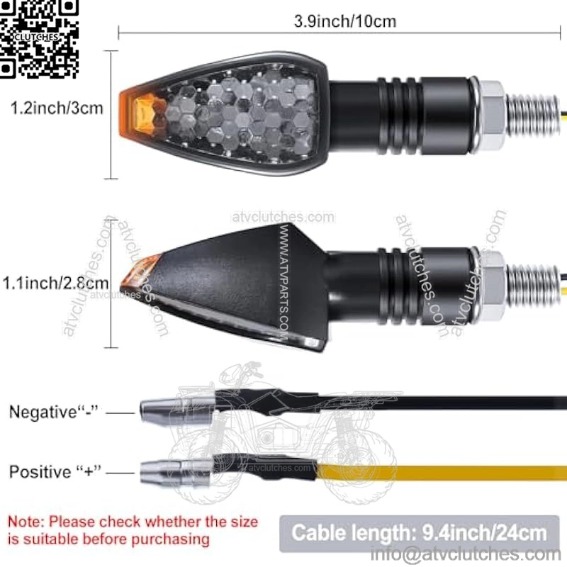4 Pieces Motorcycle Turn Signal Lights Indicators Flowing 14 LED 12V Motorbike LED Blinker Amber Lamp Mini Stalk Front Rear Lights - Image 2