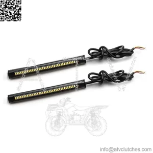 Tech Switchback Sequential LED Turn Signal Brake Tail Strip Light for Motorcycle with Fork Dual Color White/Amber Flexible Tube 36SMD
