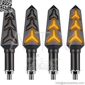 4PCS Motorcycle Indicator Lights, 12V Super Bright Flowing Turn Signal Brake Daytime Running Light, Universal for Motorbike Scooter Quad Cruiser Harley Yamaha Suzuki Off Road (Black)