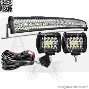 For Kawasaki Teryx 800 750 Mule 610 4010 Roof 50" LED Curved Light Bar+ 4" Pods (For: More than one vehicle)