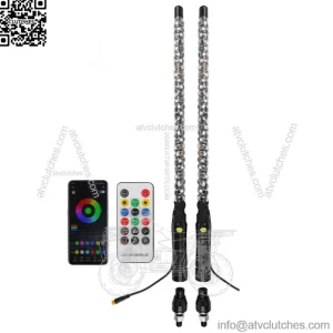 2x2FT Lighted Spiral LED Whip Antenna w/Flag Remote For Polaris RZR 900 1000 XP (Fits: Yamaha)