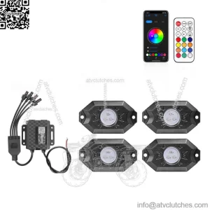 For Polaris RZR XP 4 1000 Turbo RZR 900 RGB LED Rock Lights Underglow Foot 4Pod (Fits: Yamaha)
